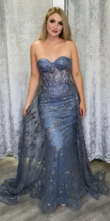 Strapless Fitted Gown With Ballgown Skirt