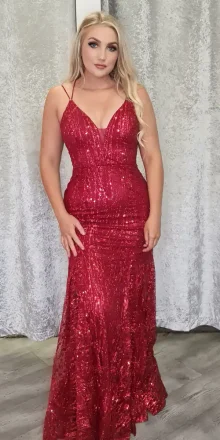 Amilo Wine Sparkle Gown