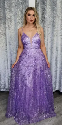 Ria Lilac Glitter Gown