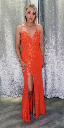 Ellen Burnt Orange Sequin Gown