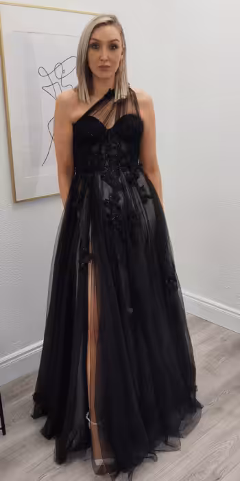 Kiaza One Shoulder Ballgown Black