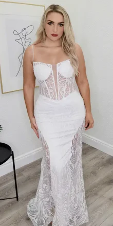 anova white corset evening gown