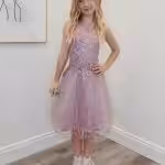 capri mauve pink confirmation dress
