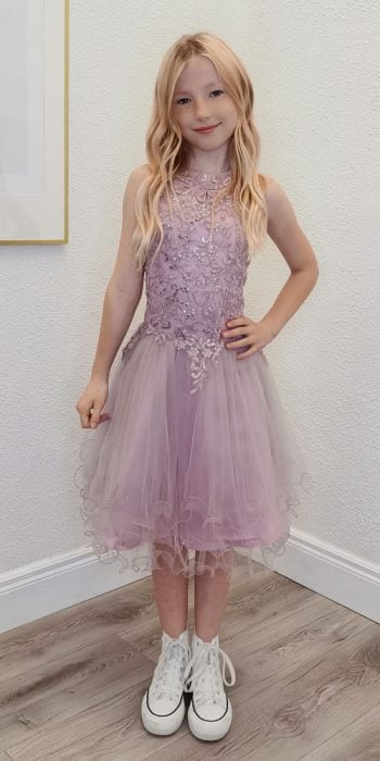 capri mauve pink confirmation dress