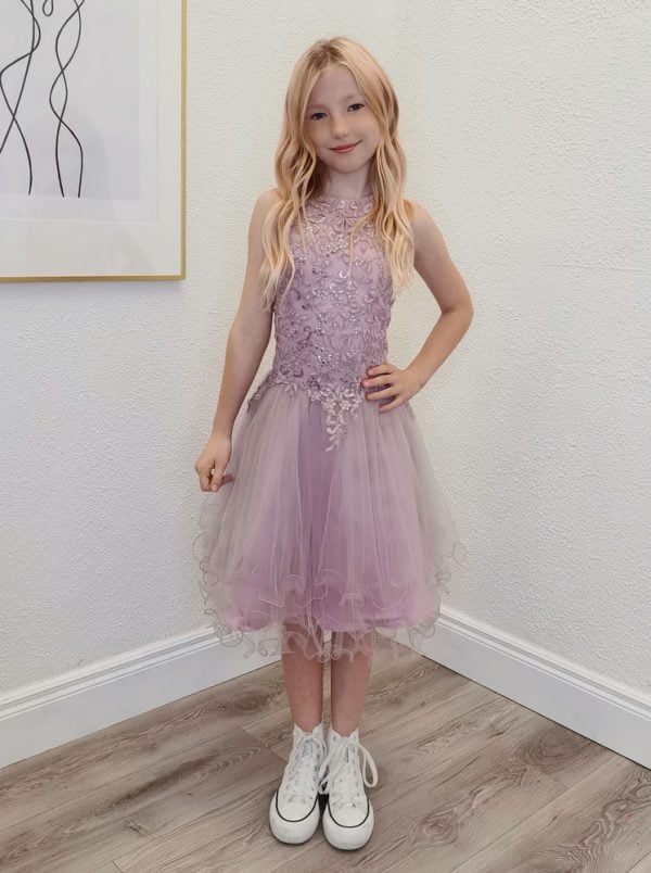 capri mauve pink confirmation dress