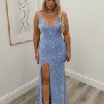 ciara iridescent sequin evening gown