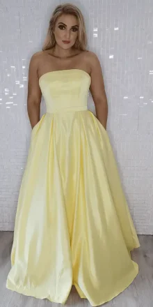 kelley lemon satin ballgown