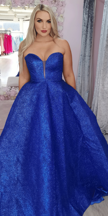 mazi royal blue sparkle ballgown