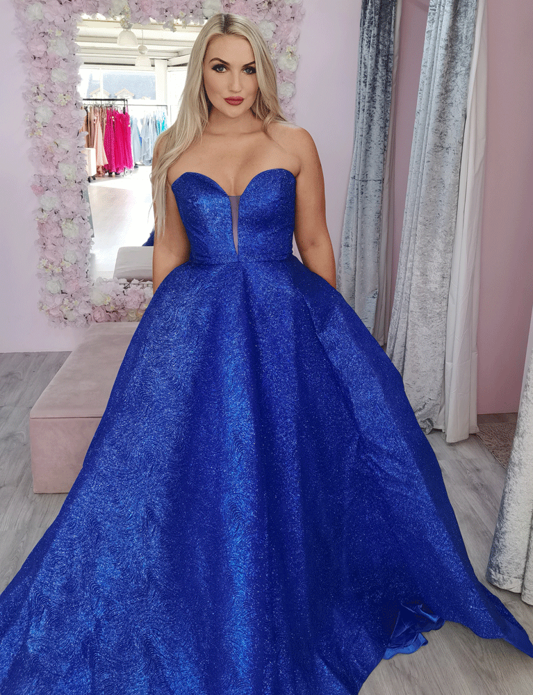 mazi royal blue sparkle ballgown