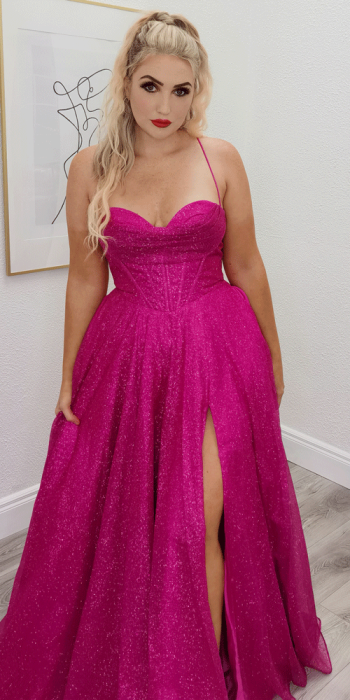 mexico hot pink corset ballgown