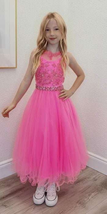 montana hot pink confirmation dress