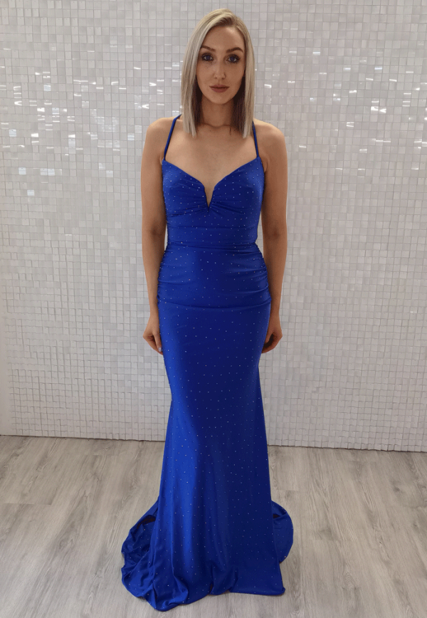 myla royal blue evening gown