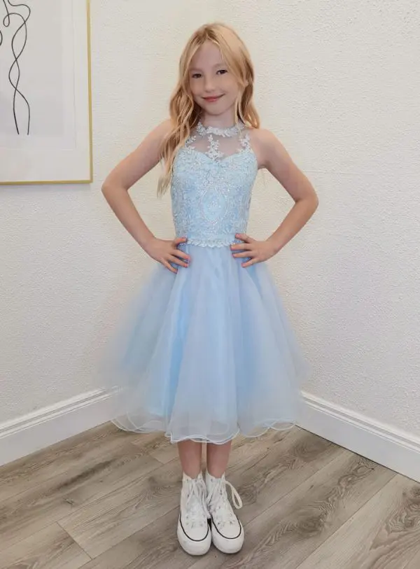 palma light blue confirmation dress