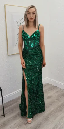 sasha green evening gown