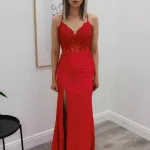 elsie red corset evening gown