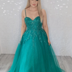 texas green sparkle ballgown