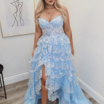 aliza baby blue evening gown