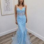 aura baby blue gown