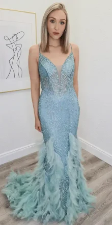 galaxy mint feather dress