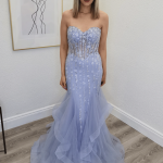 hugo blue mermaid gown