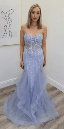 hugo blue mermaid gown