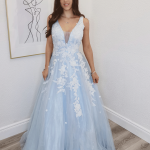 primrose light blue ballgown