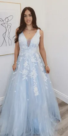 primrose light blue ballgown