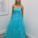 cliona aqua tiered ballgown