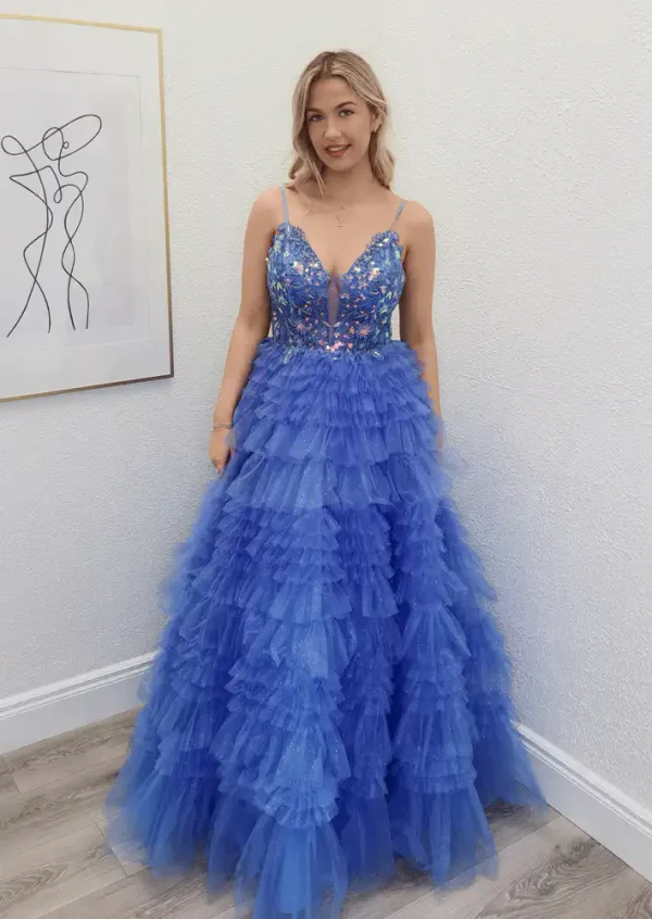 eliana blue tiered ballgown eliana blue tiered ballgown