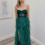 micha green tulle gown