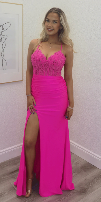 pink corset gown