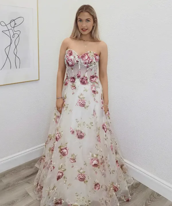 amiriz floral print ballgown