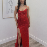 zora red sparkle gown