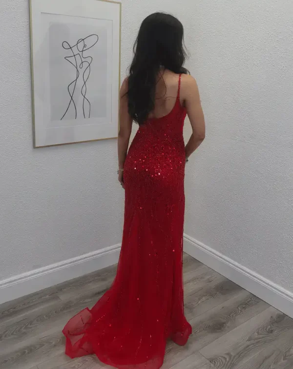 zora red sparkle gown
