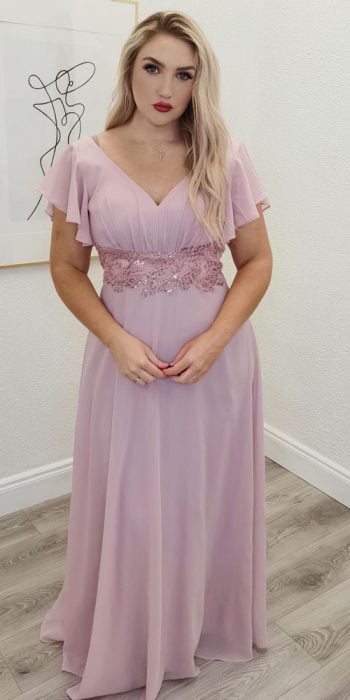 clara dusky pink bridesmaid dress