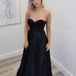 strapless black corset ballgown