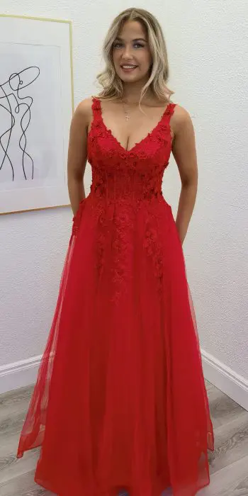 alice red ballgown