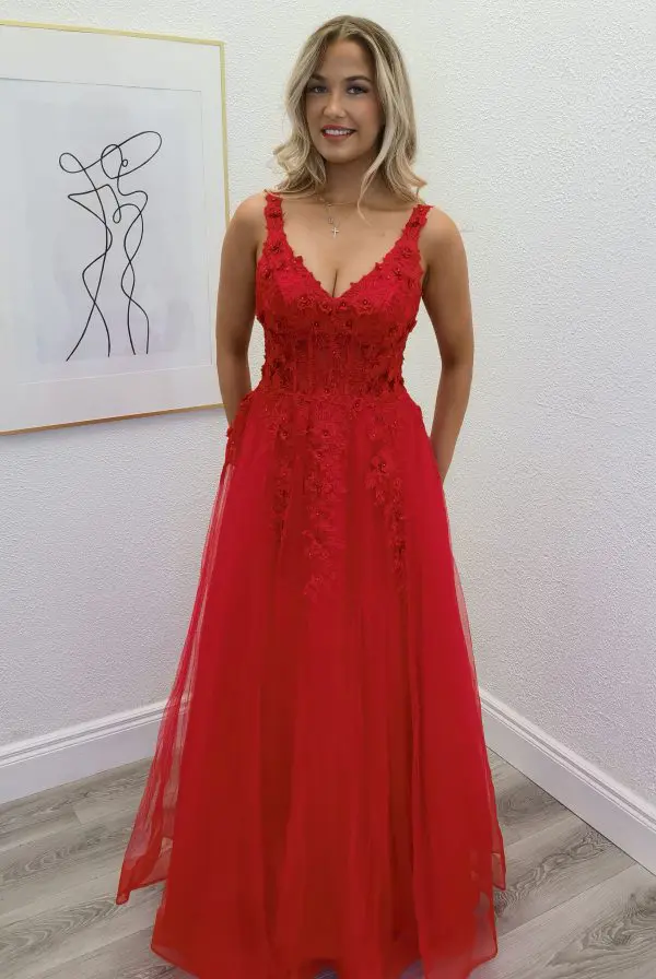 alice red ballgown