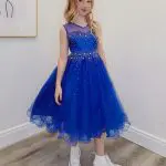 aria royal blue confirmation dress