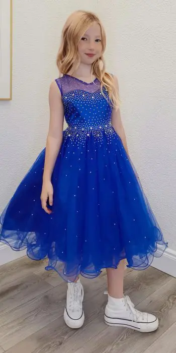 aria royal blue confirmation dress