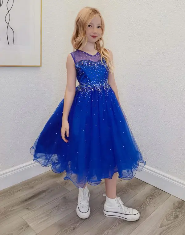 aria royal blue confirmation dress