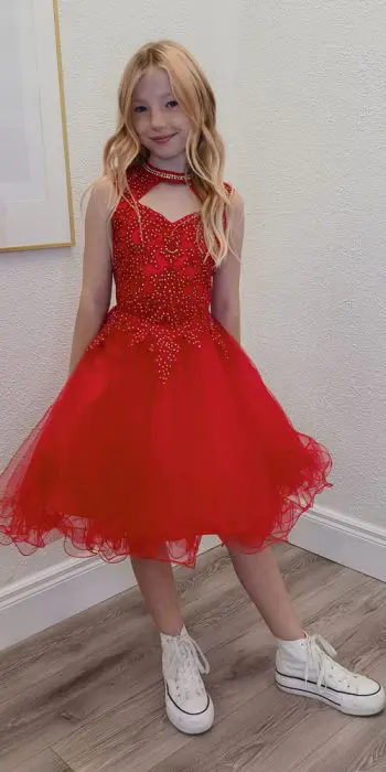 ashley red confirmation dress