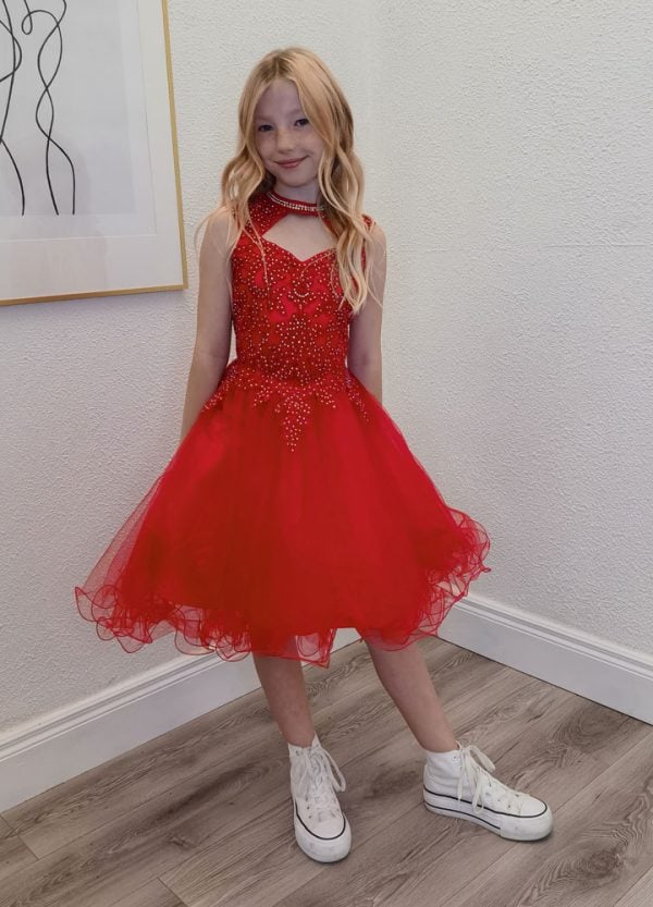 ashley red confirmation dress