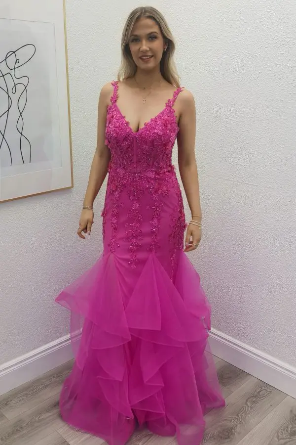 drea pink fishtail gown