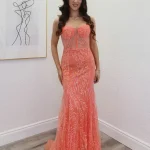 maisie orange glitter gown