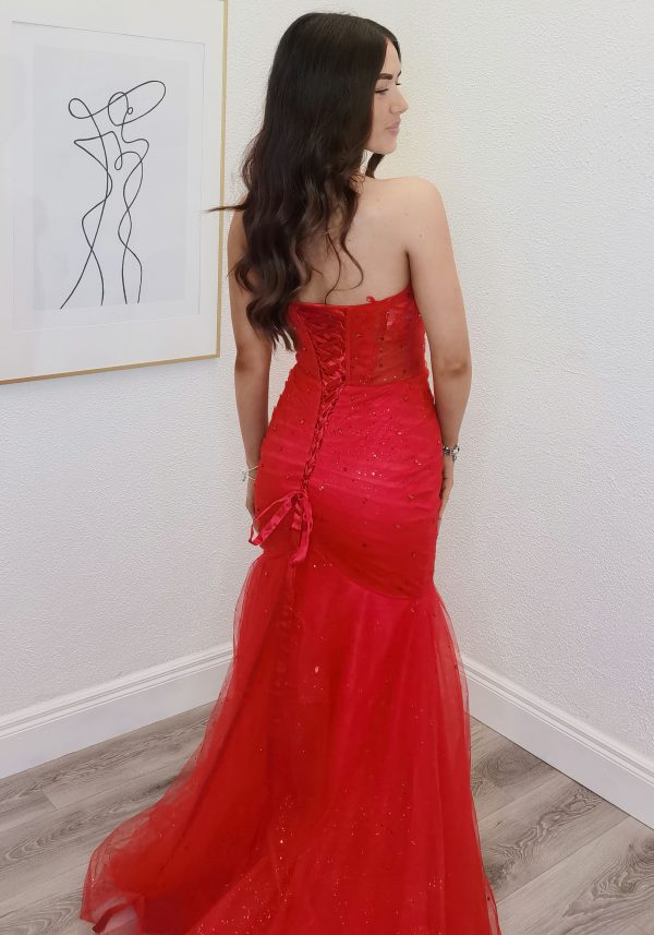 meli red fishtail gown