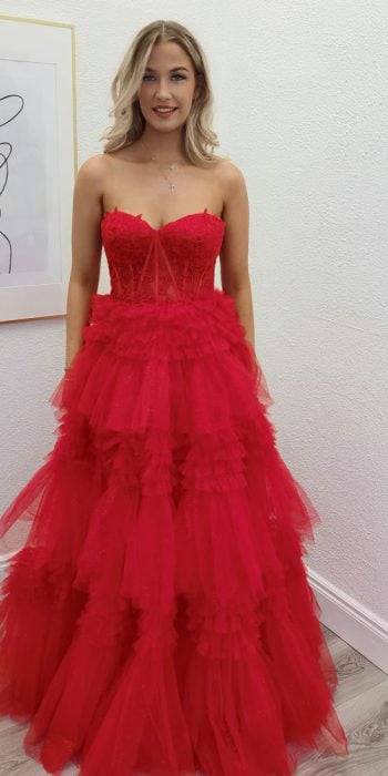 raquel red ballgown