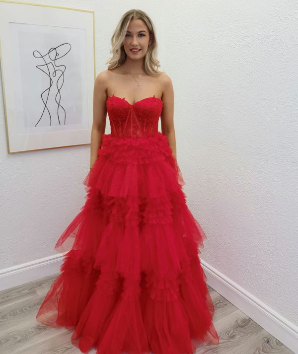 raquel red ballgown