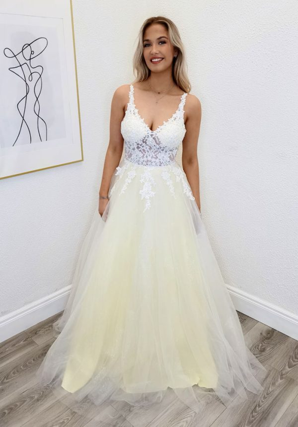 reign lemon ballgown