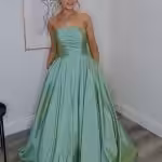 sage green ballgown